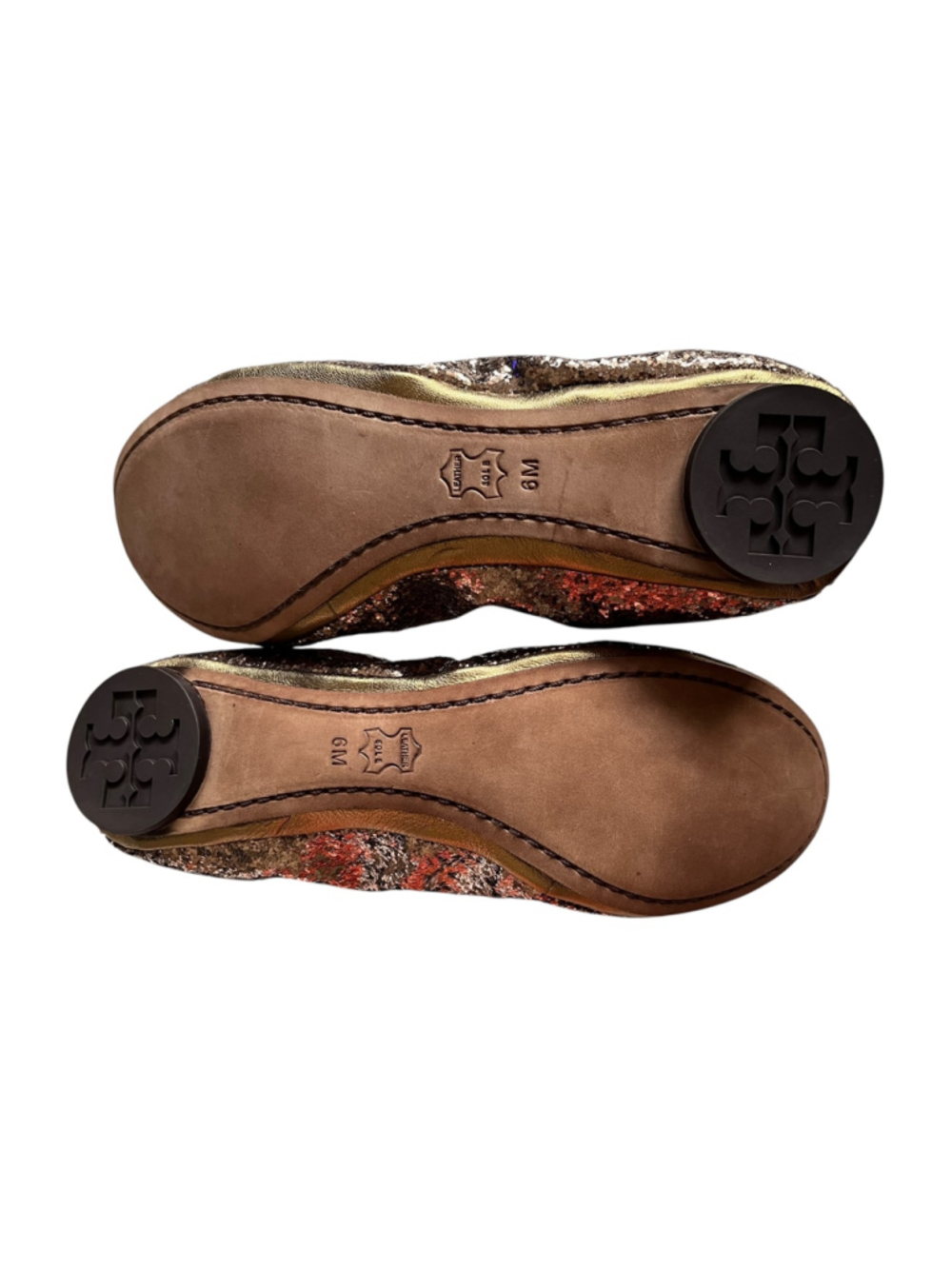 Tory Burch Glitter Ballet Flats BRONZE EDDIE NIB Size 6 - Picture 5 of 8